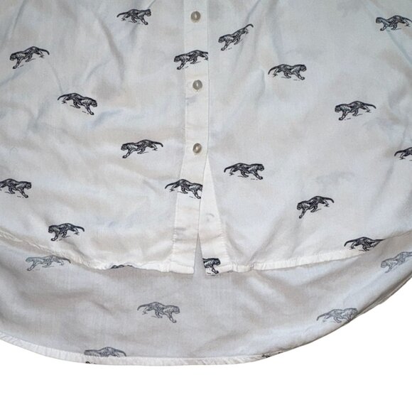 Jane + Delancey Womens Button Front Blouse W/ Tigers-White-Size M-GUC - Picture 3 of 6